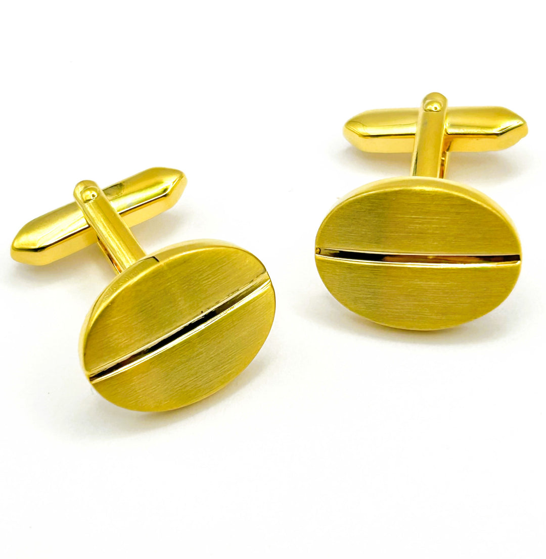 Weber Stainless Steel Gold Tone Cuff Links.