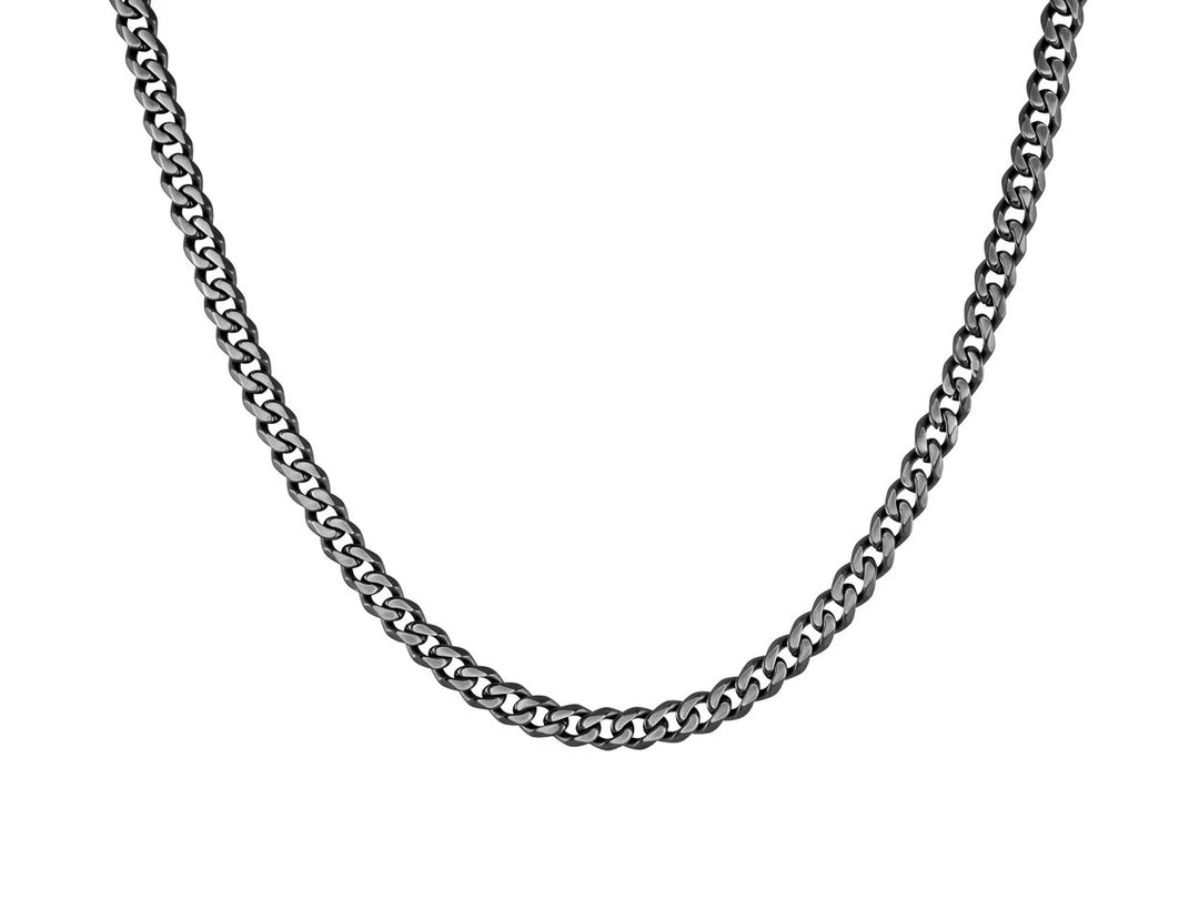 Italgem Steel Black IP 22" 7mm Curb Key Clasp Chain.