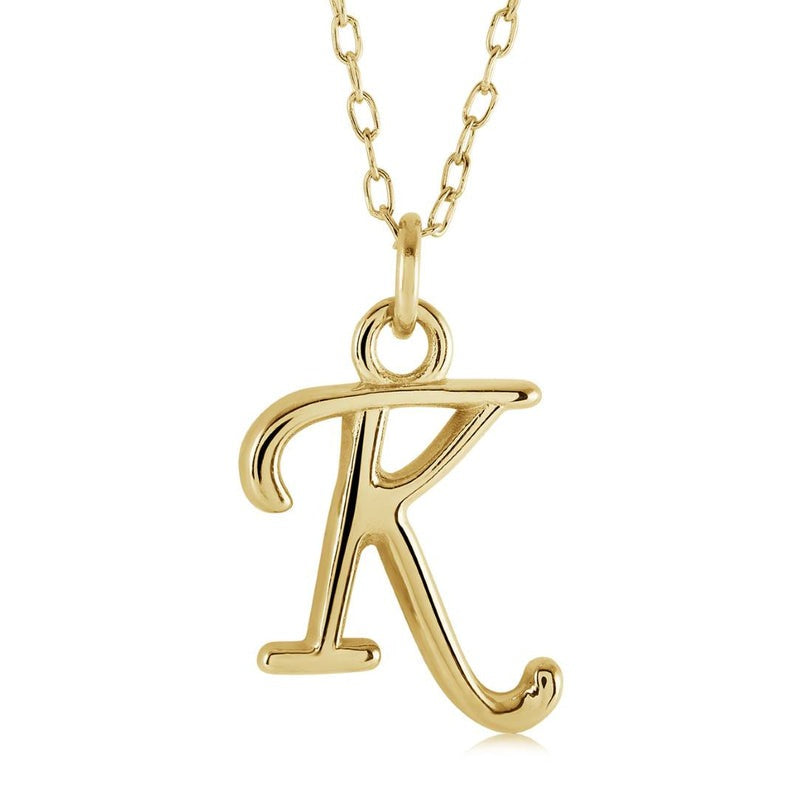 Veloria Stainless SteelIP PLated 18" Letter "K" Initial Necklace.