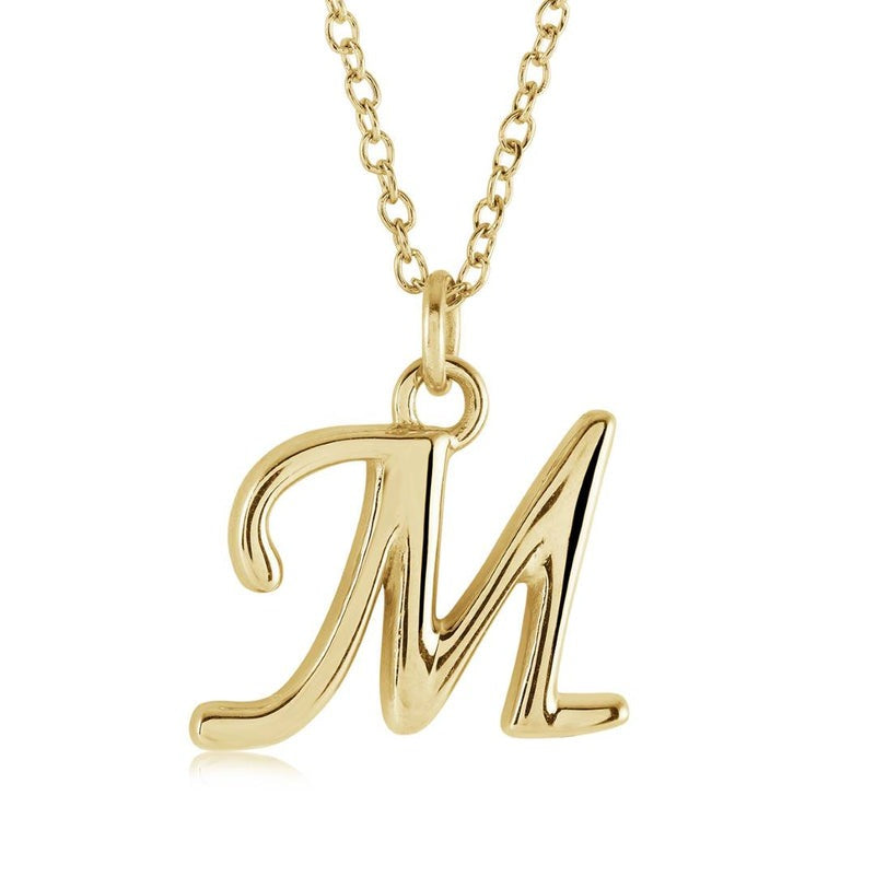 Veloria Stainless Steel IP Plated 18" Letter "M" Initial Necklace.