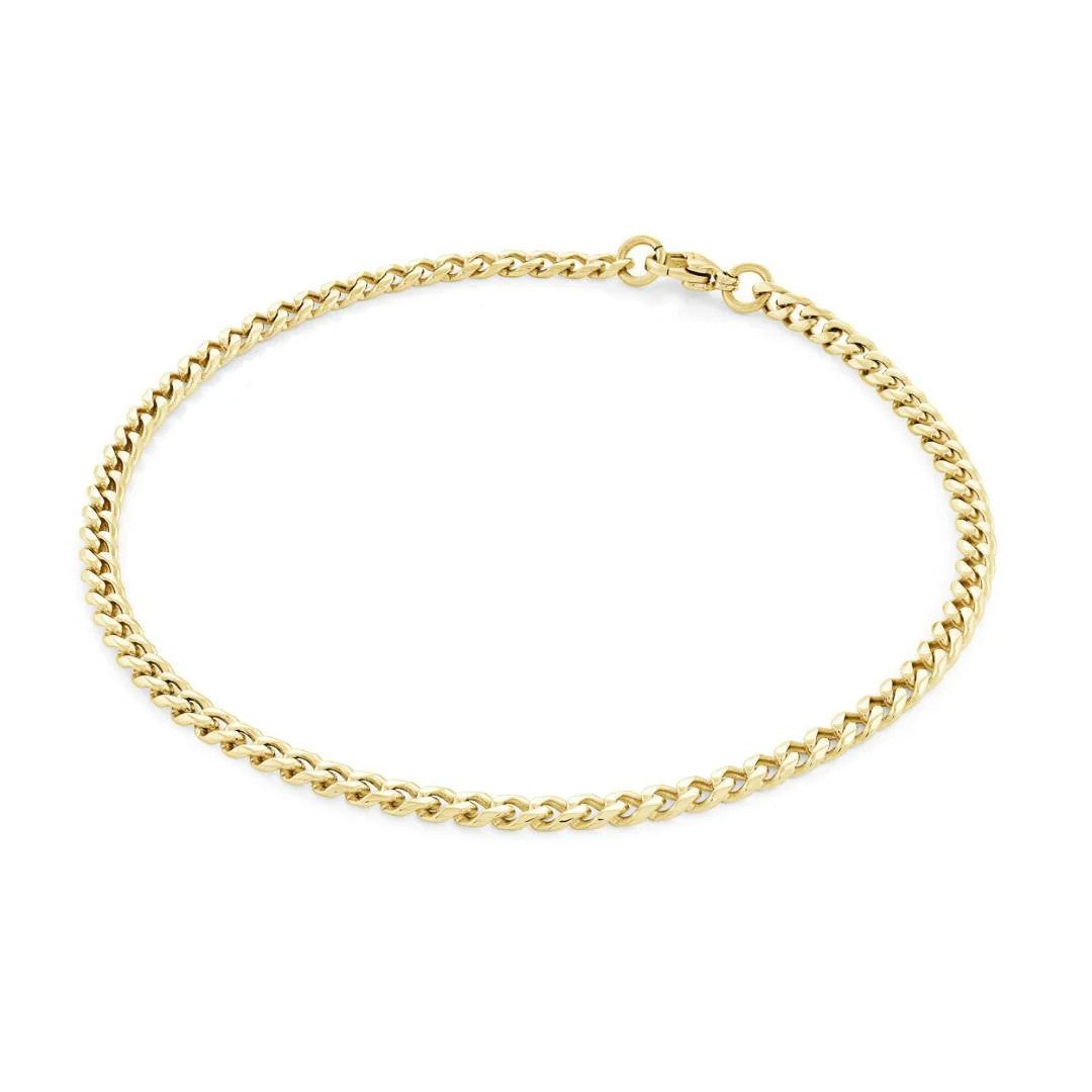 Veloria Steel Gold IP 10" 3.3mm Curb Link Anklet.