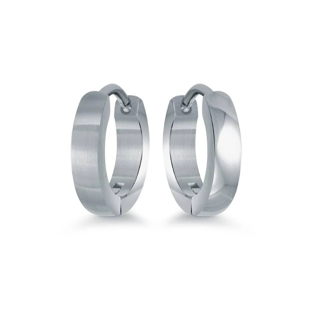 Veloria Stainless Steel 10mm Mini Huggies Earrings.