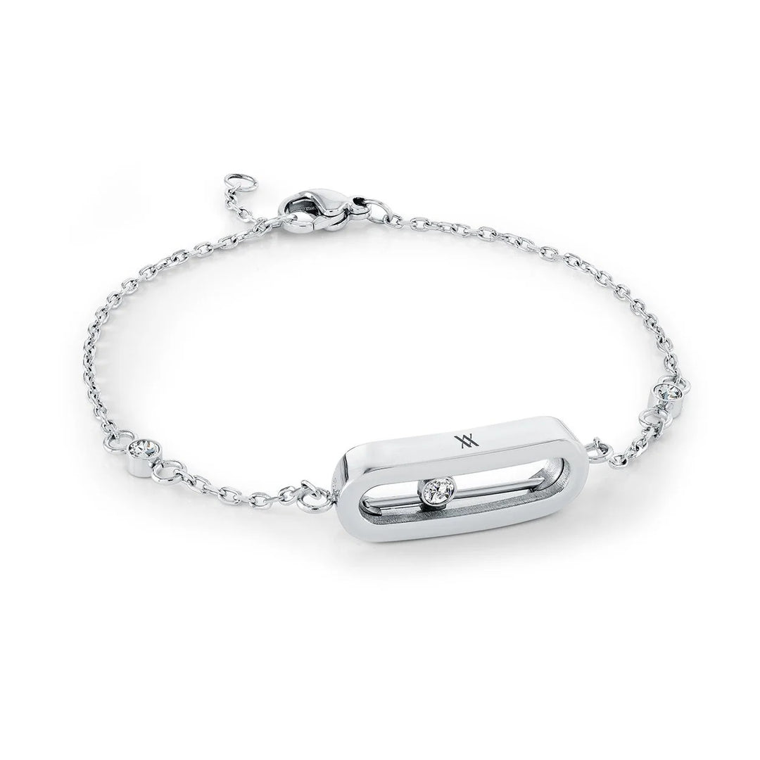 Veloria Stainless steel 7" C.z Slider Bracelet.