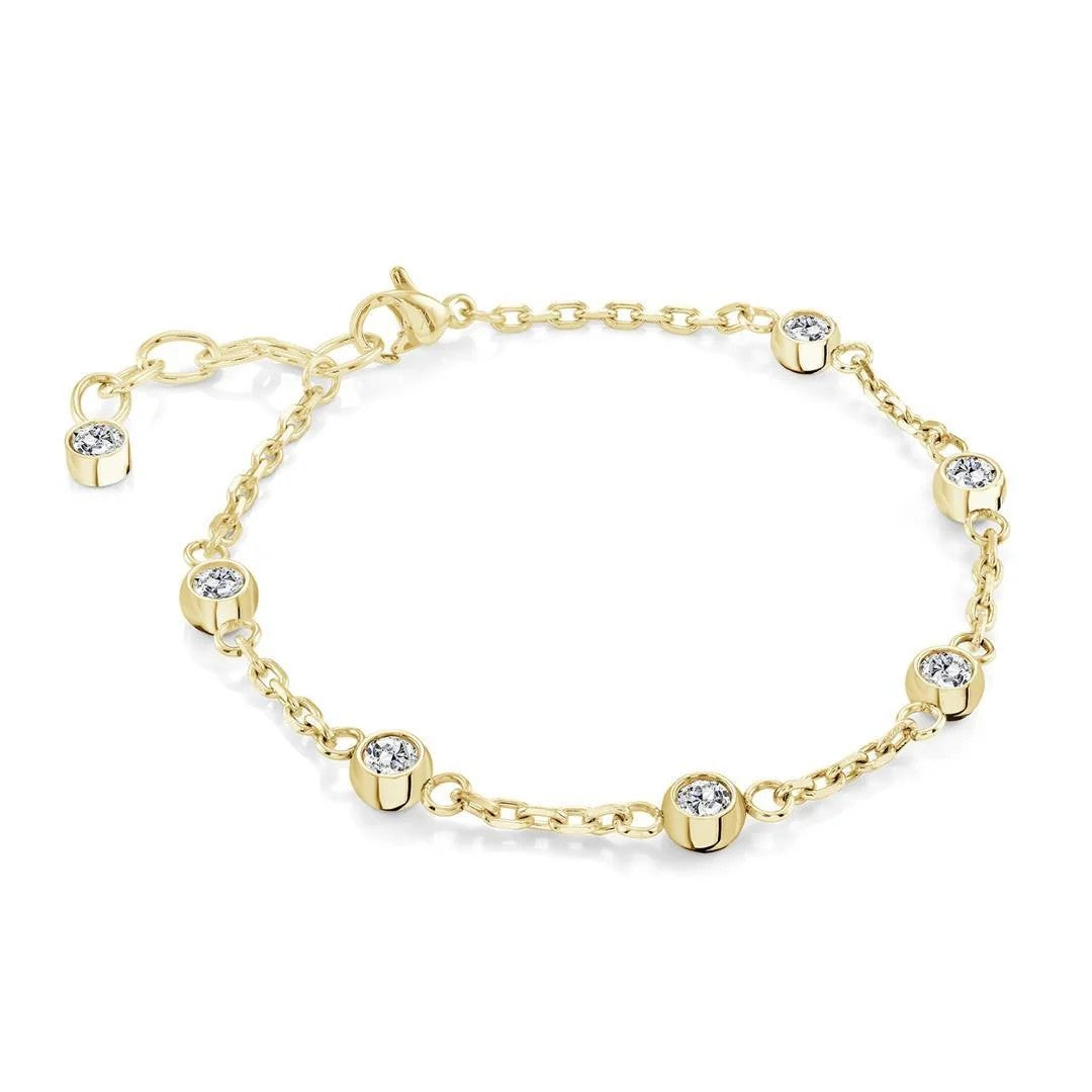 Veloria Stainless Steel 7 2.2mm Cubic Zirconia Bezel Set Bracelet
