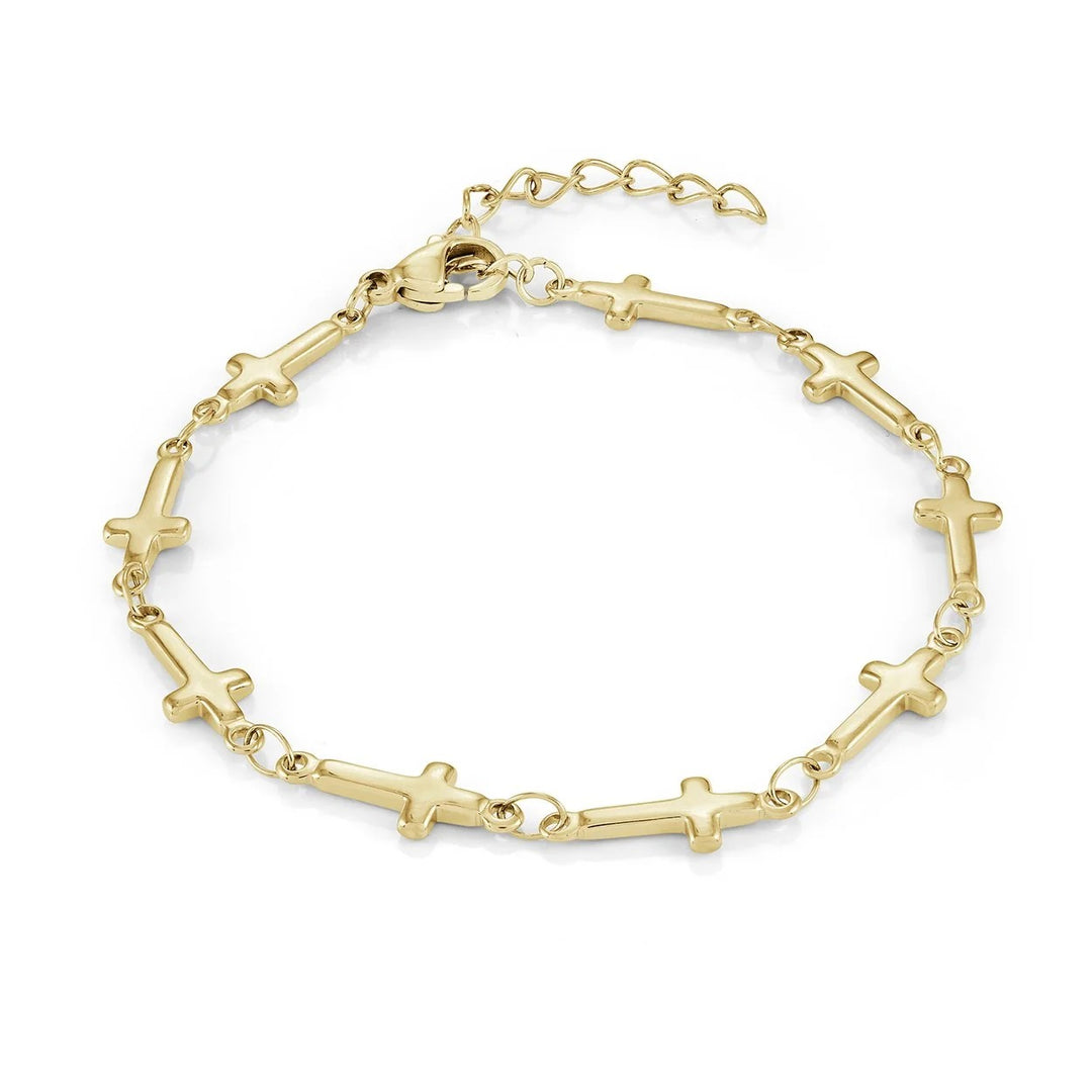 Veloria Stainless Steel 7" Multi Cross Bracelet.