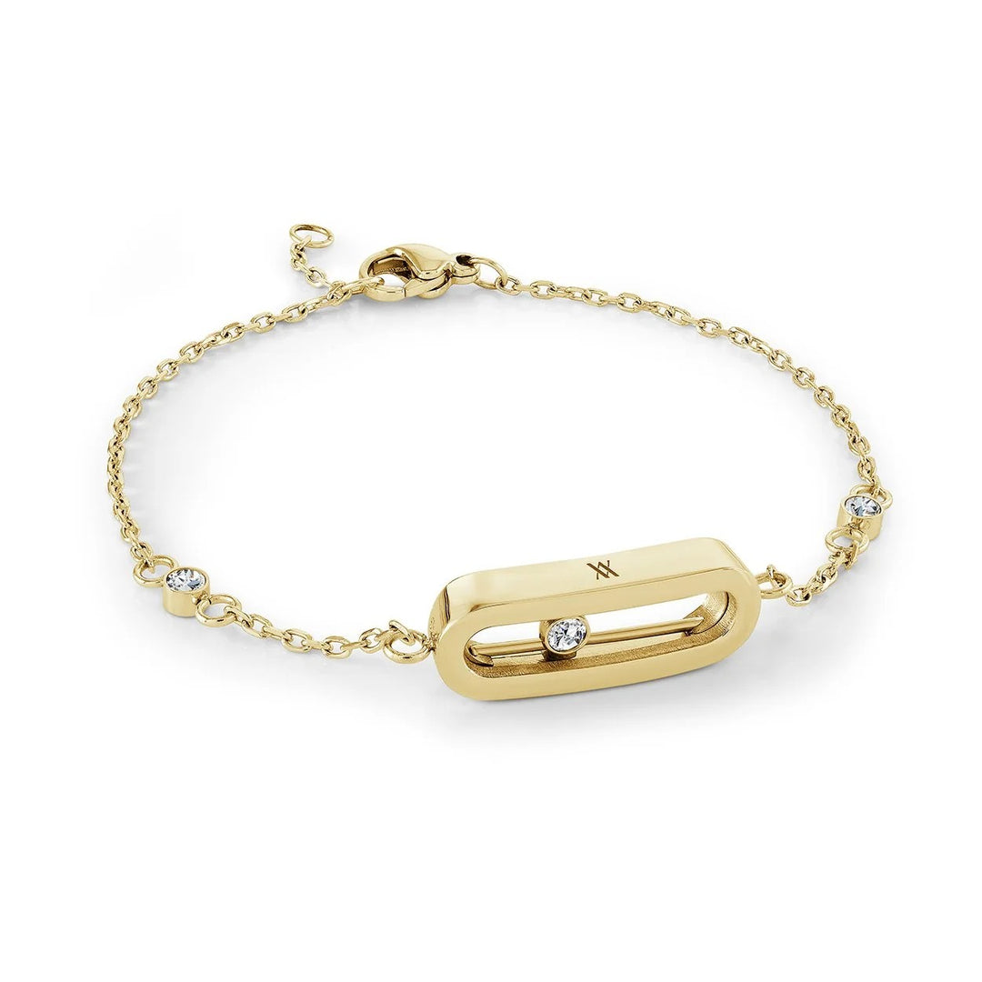 Veloria Stainless steel Gold IP 7" C.z Slider Bracelet.