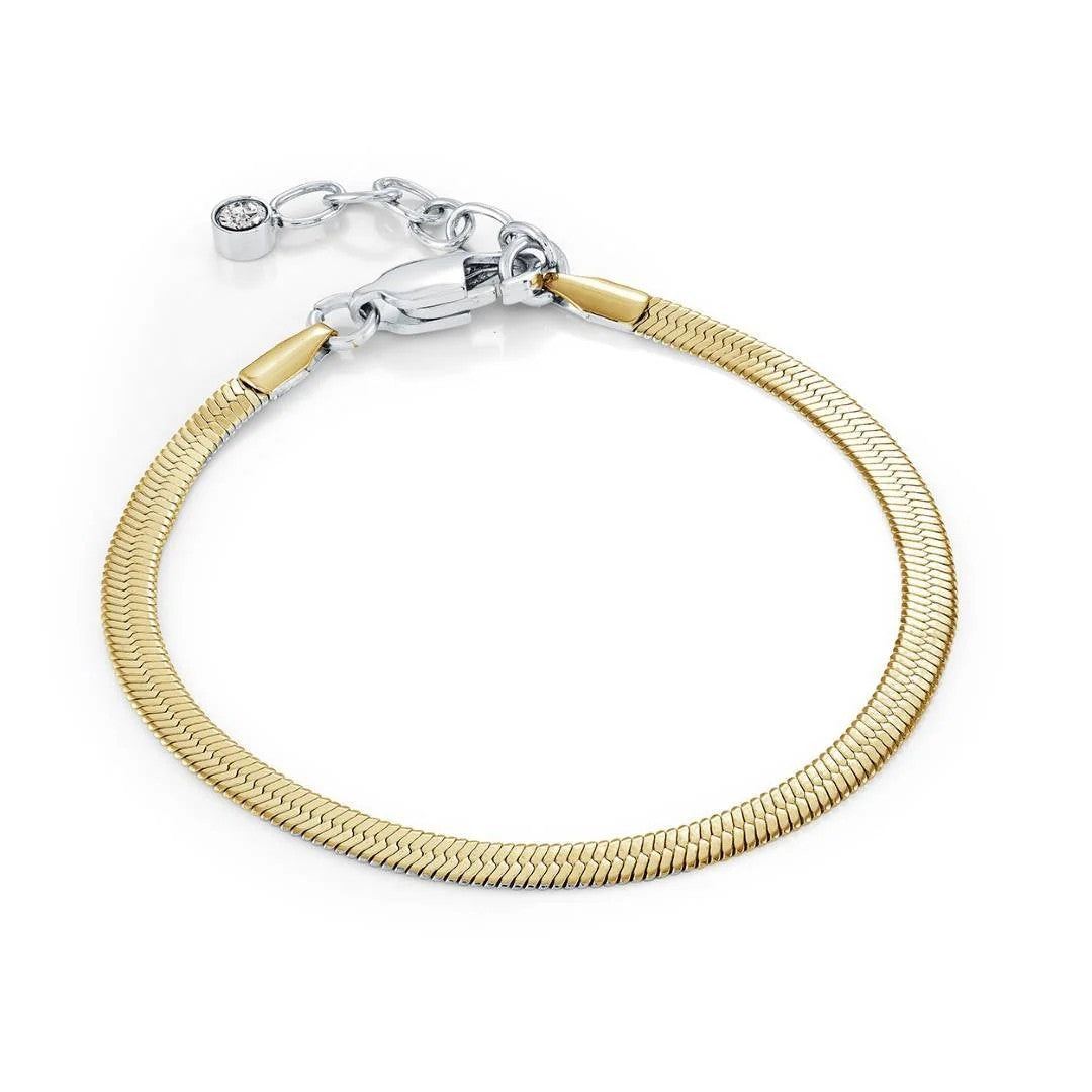 Veloria Stainless Steel Gold IP 7" 3.3mm Herringbone Bracelet.