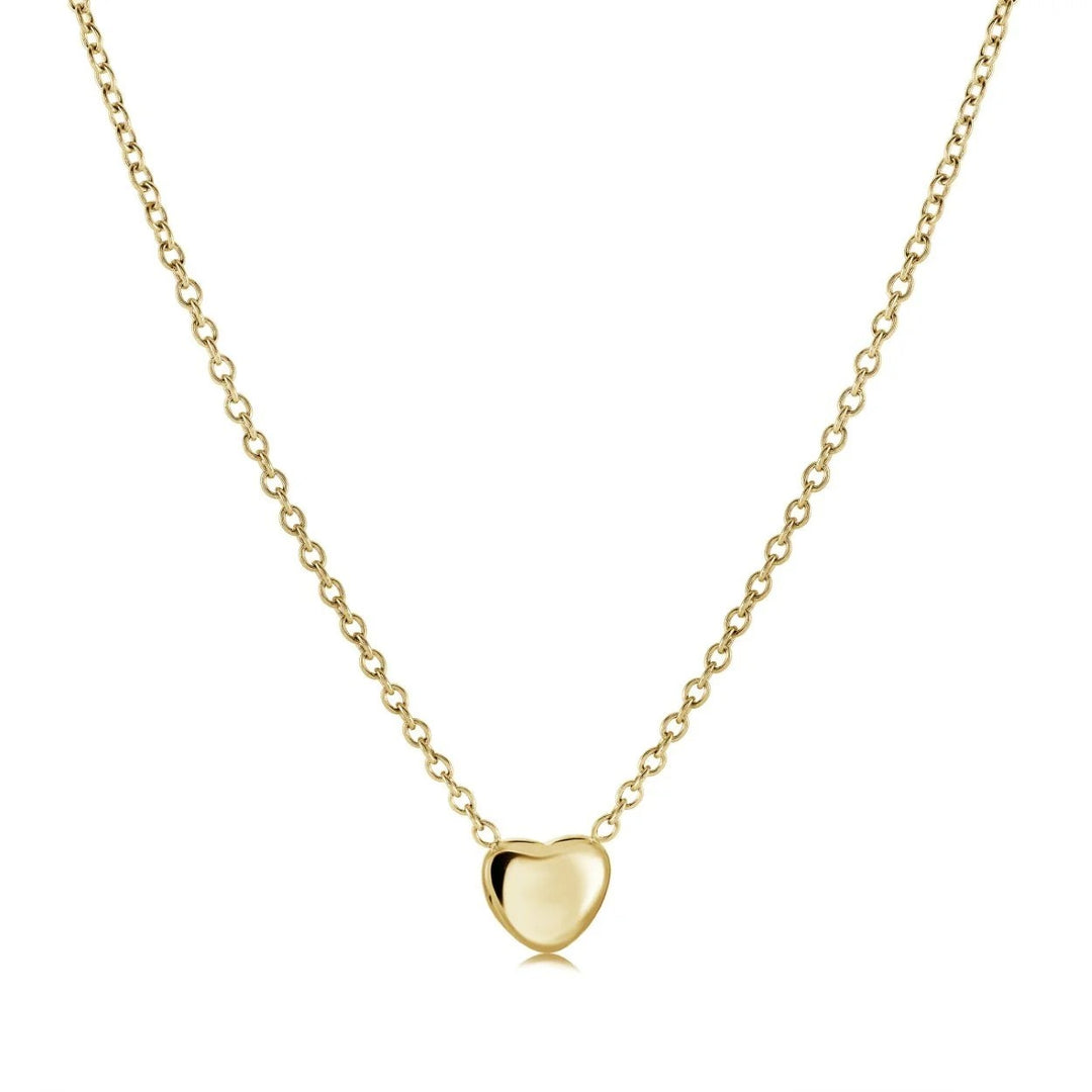 Veloria Stainless steel 16" Puff Heart Necklace.