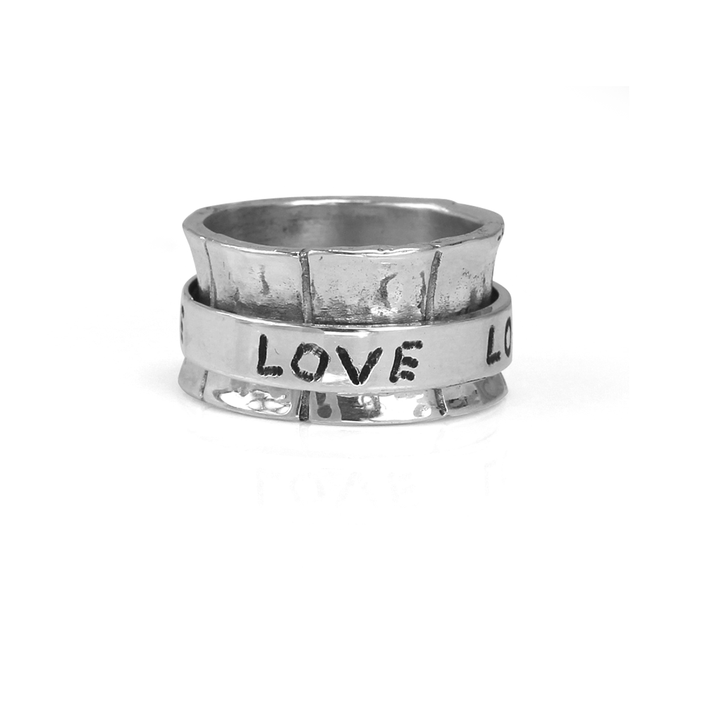 Love Meditation Ring. Sterling Silver. Size 8.