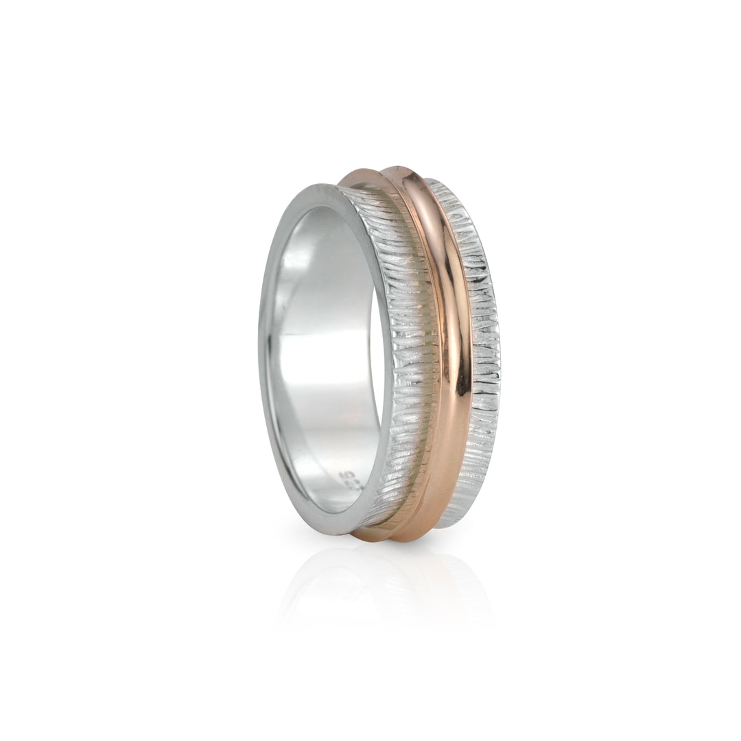 Desire Meditation Ring. Sterling Silver and 9KT Rose Gold. Size 9.
