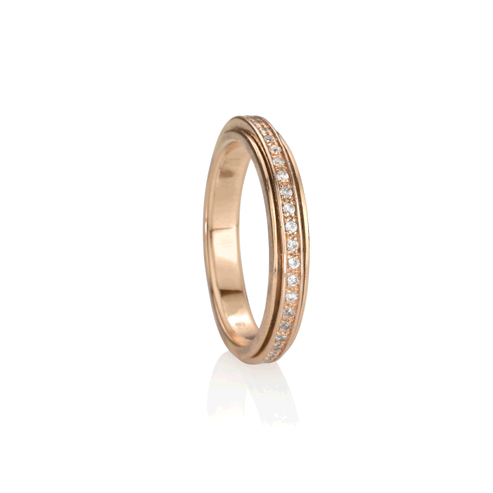 "Lunar" Meditation Ring Sterling and 14KT Rose gold Vermeil. Size 8.