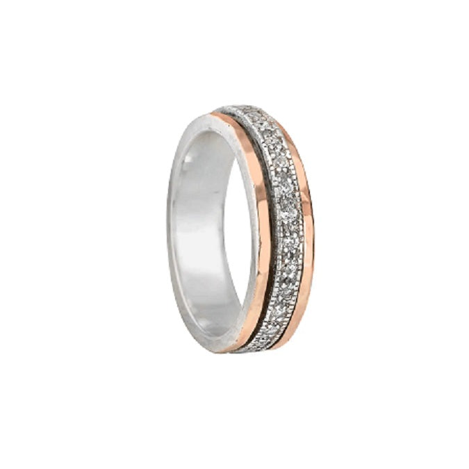 Wonder Meditation Ring, Sterling Silver 10KT Rose Gold C.Z. Size 6