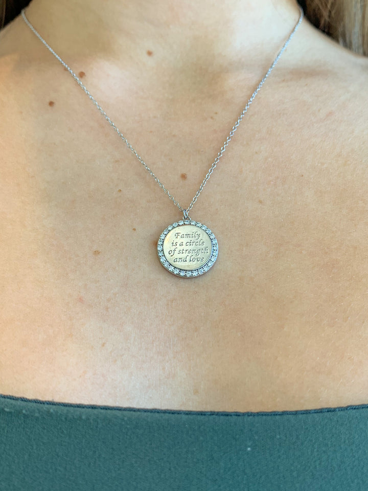 Graziella Sterling Silver 18 Cubic Zirconia Inspirational Necklace