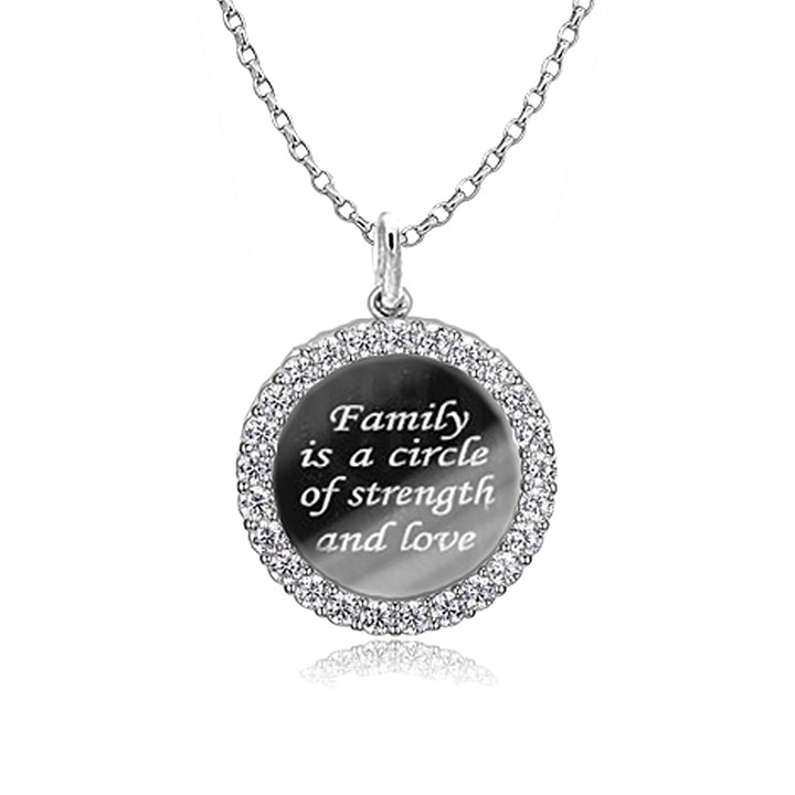 Graziella Sterling Silver 18 Cubic Zirconia Inspirational Necklace