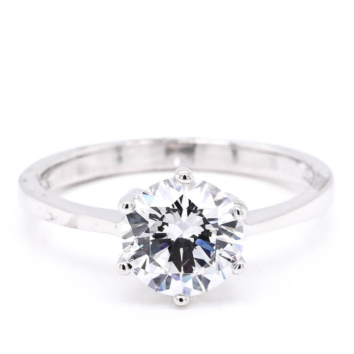 Sterling Silver Round Brilliant C.Z Solitaire Ring.