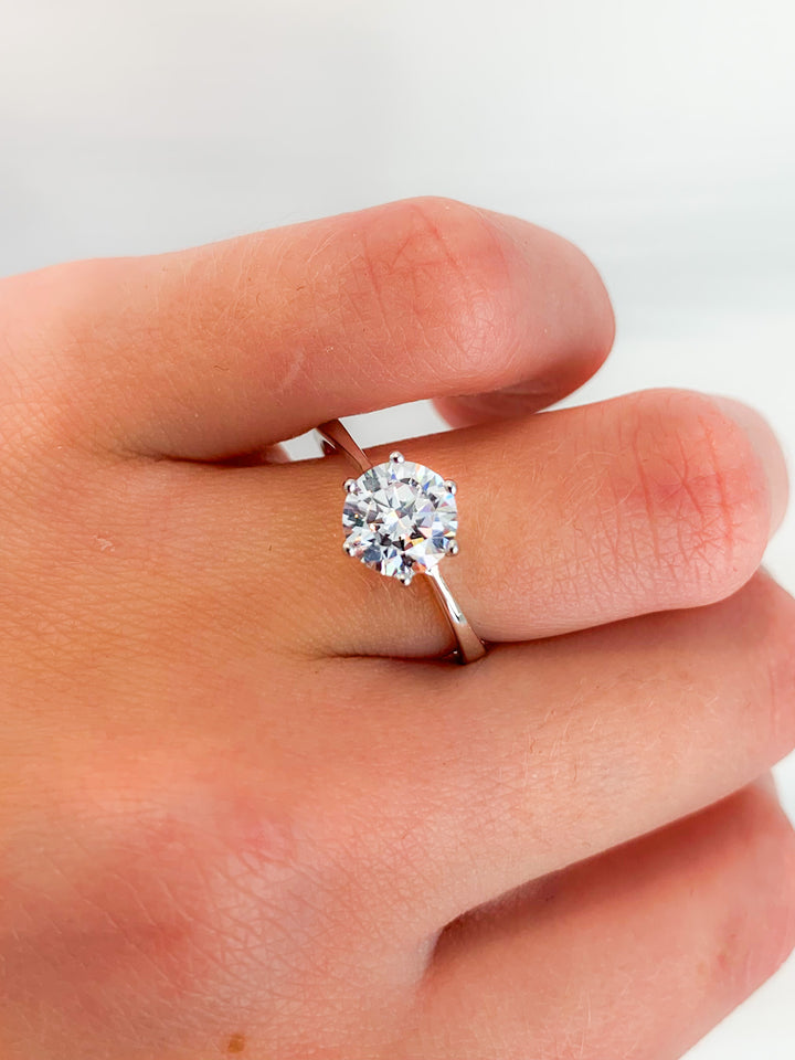 Sterling Silver Round Brilliant C.Z Solitaire Ring.