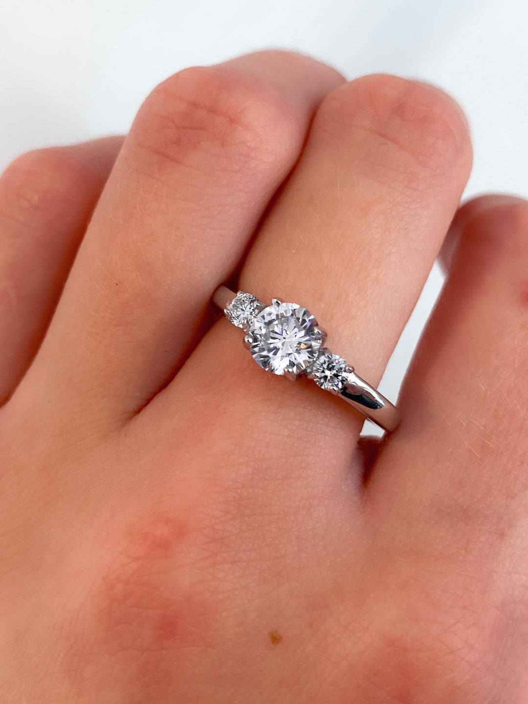 Graziella Sterling Silver Princess Cut Three-Stone Cubic Zirconia Ring - Size 7