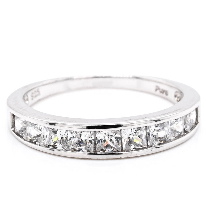 Graziella Sterling Silver Princess Cut Cubic Zirconia Ring - Size 7
