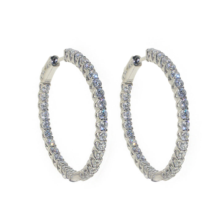 Black Friday Special Sterling Silver 35mm Cubic Zirconia Hoop Earrings.