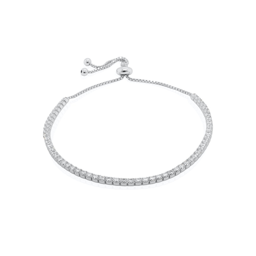 Graziella Sterling Silver 3mm C.Z Adjustable Bolo bracelet.