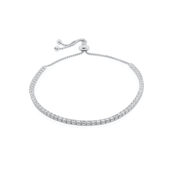 Graziella Sterling Silver 3mm Cubic Zirconia Adjustable Bolo Bracelet