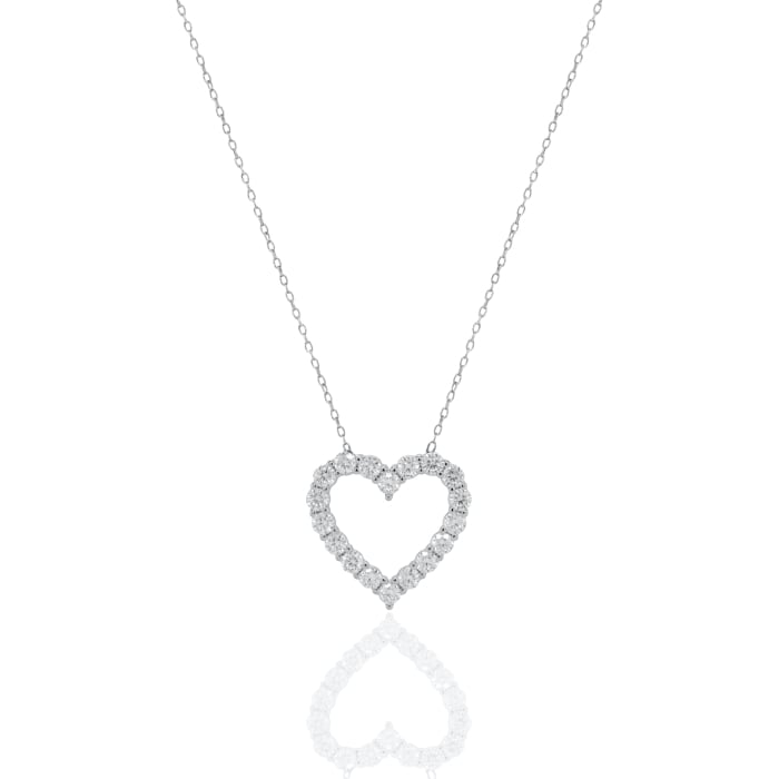 Black Friday 2025 Special Sterling Silver 18" 1.00CTW LAB Created Diamond Heart Necklace