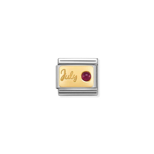 Composable Classic MONTH STONE in steel, stones and 18k gold 06_July R