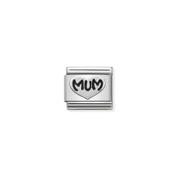 Nomination Composable® Link, Charm, Silver Mum Writing with Heart