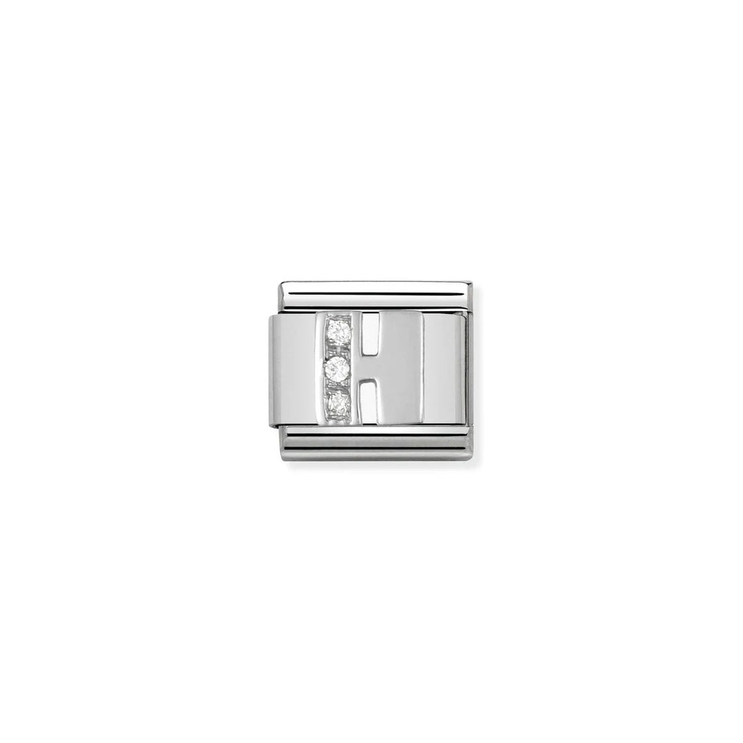 Nomination Composable® Link, Charm, Letter H in Silver and Stones
