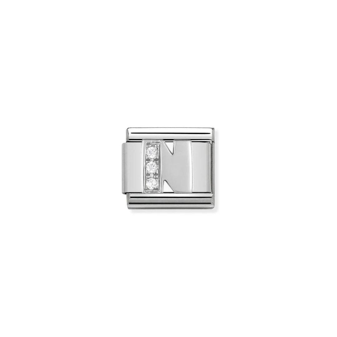 Nomination Composable® Link, Charm, Letter N in Silver and Stones