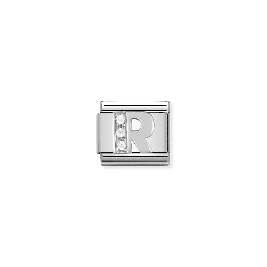Nomination Composable® Link, Charm, Letter R in Silver and Stones