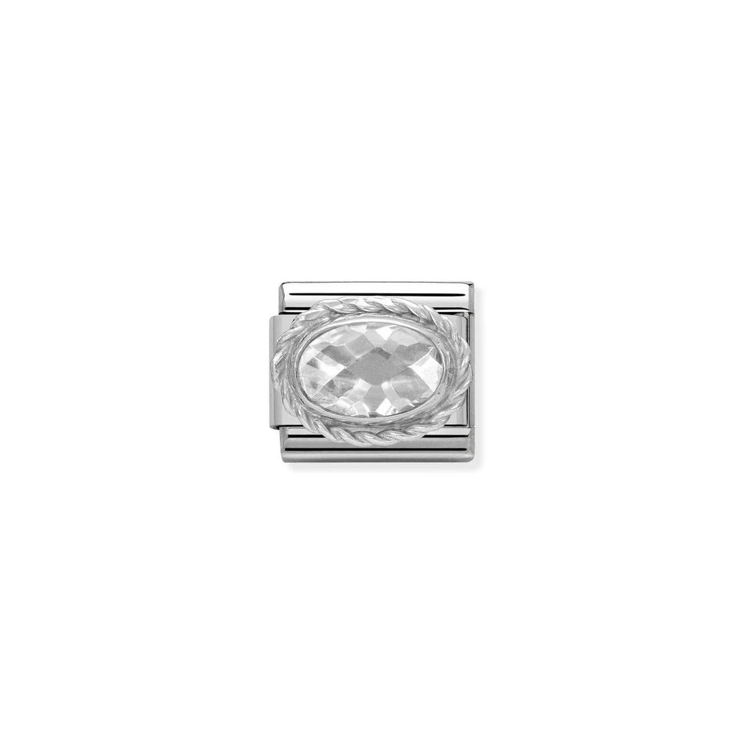 Nomination Composable® Link, Charm, White Oval Stone, Silver.