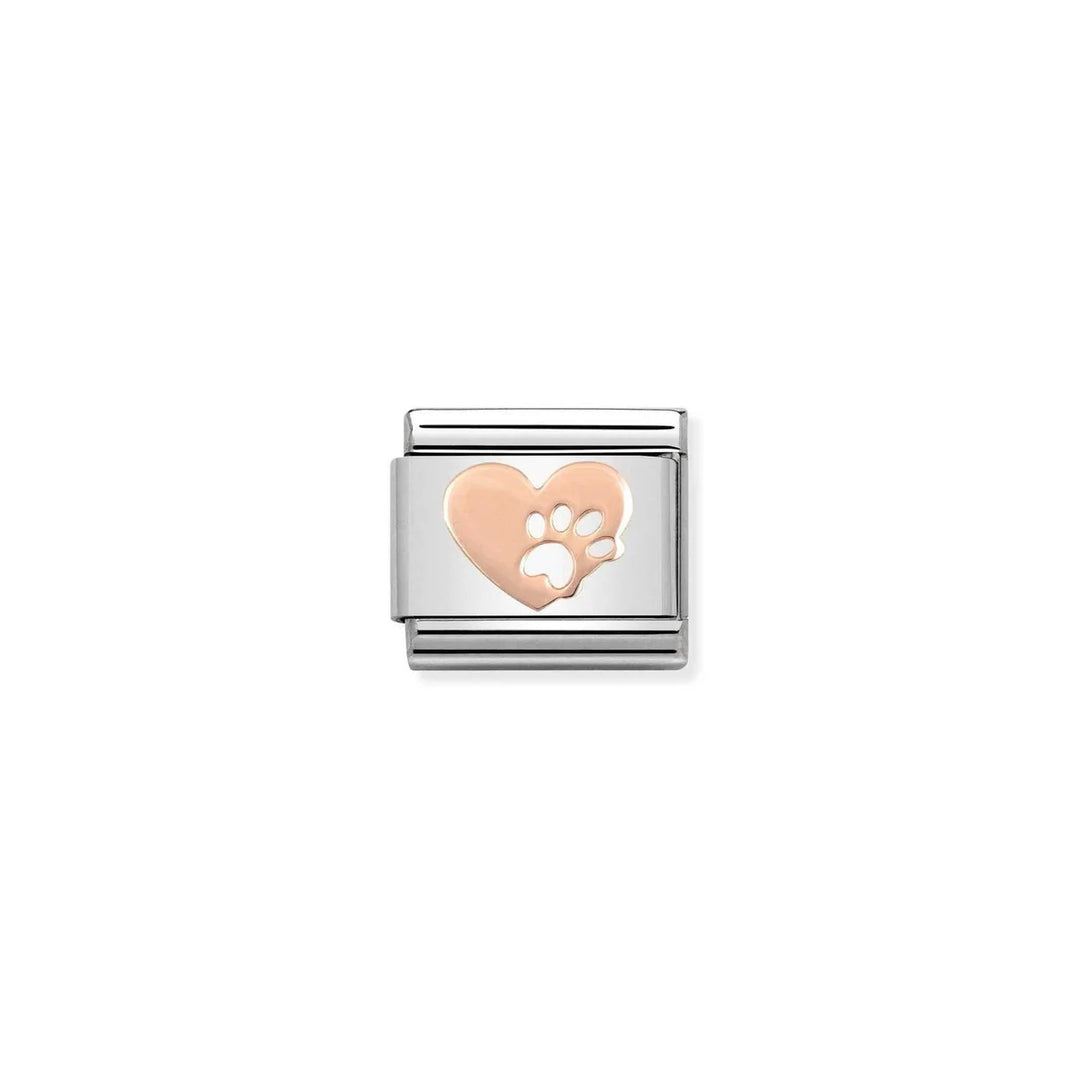 Nomination Composable® Link, Charm,9KT Rose Gold Heart Footprints.