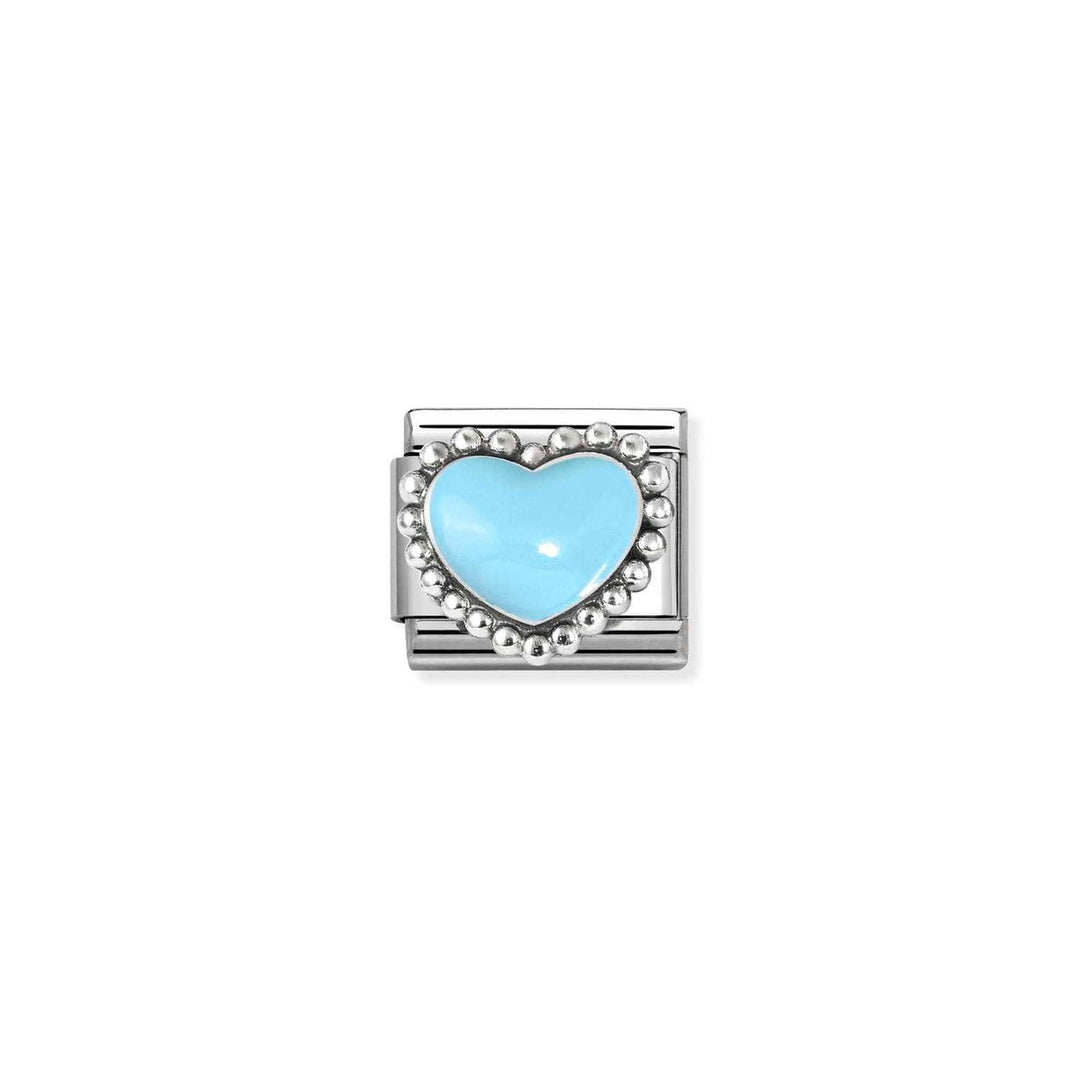 Nomination Composable® Link, Charm, Pastel Blue Heart, Beaded Setting.