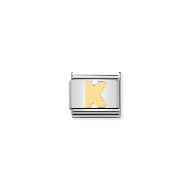 Nomination Composable® Link, Charm, Letter K in 18KT Yellow Gold