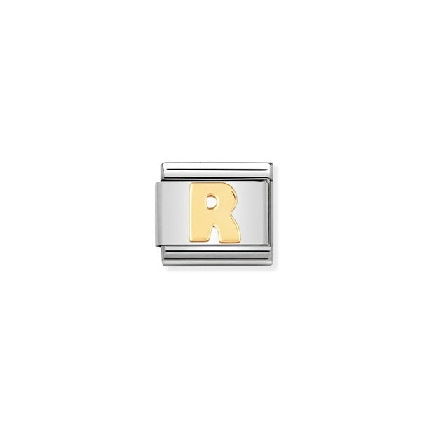 Nomination Composable® Link, Charm, Letter R in 18KT Yellow Gold