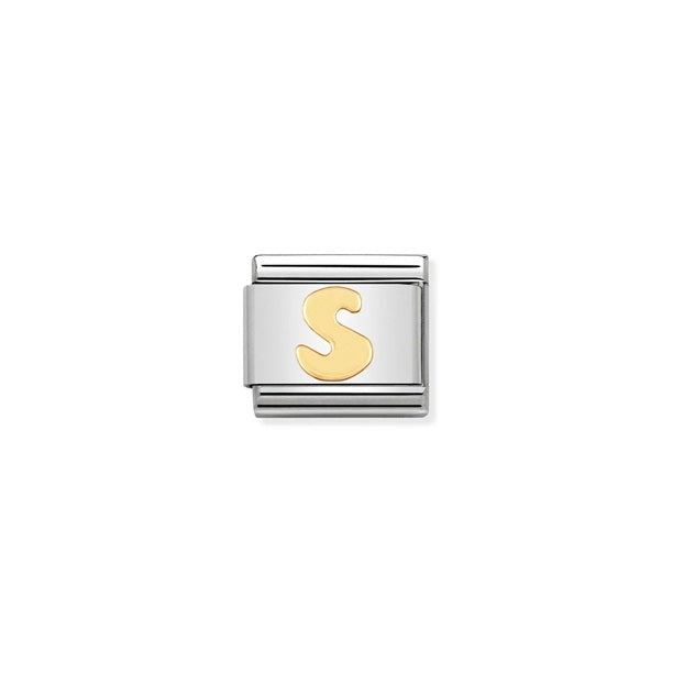 Nomination Composable® Link, Charm, Letter S in 18KT Yellow Gold
