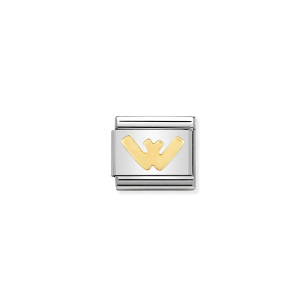 Nomination Composable® Link, Charm, Letter W in 18KT Yellow Gold