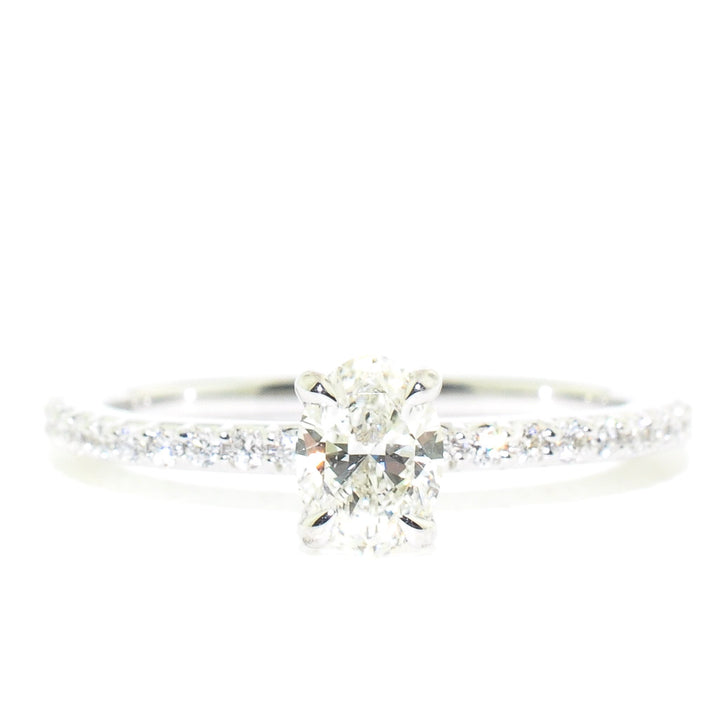 Graziella 14KT White Gold 0.72CTW Oval Shape Diamond Accent Engagement Ring.
