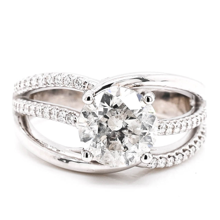 Graziella 14KT White Gold 2.25CTW Round Brilliant Diamond Accented Engagement Ring.