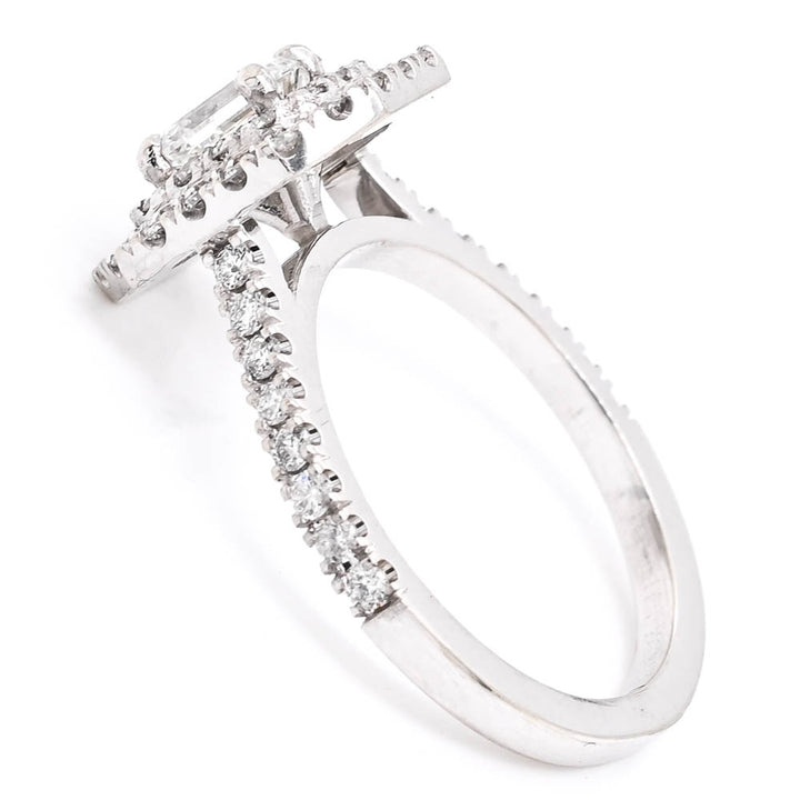 Graziella 14KT White Gold 1.11CTW Emerald Diamond Double Halo Engagement Ring - Size 6.5