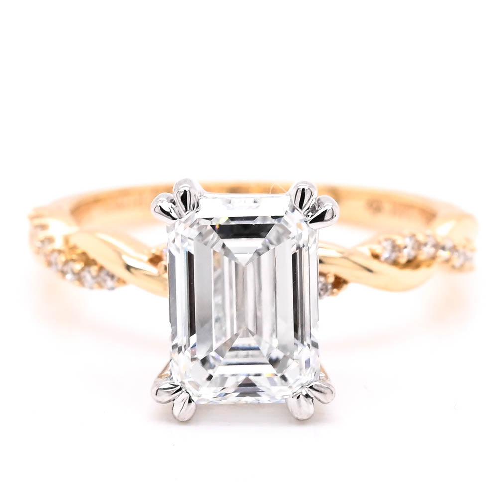 Graziella 14KT Two-Tone Gold 2.12CTW Emerald Lab-Grown Diamond Accent Engagement Ring - Size 6.5