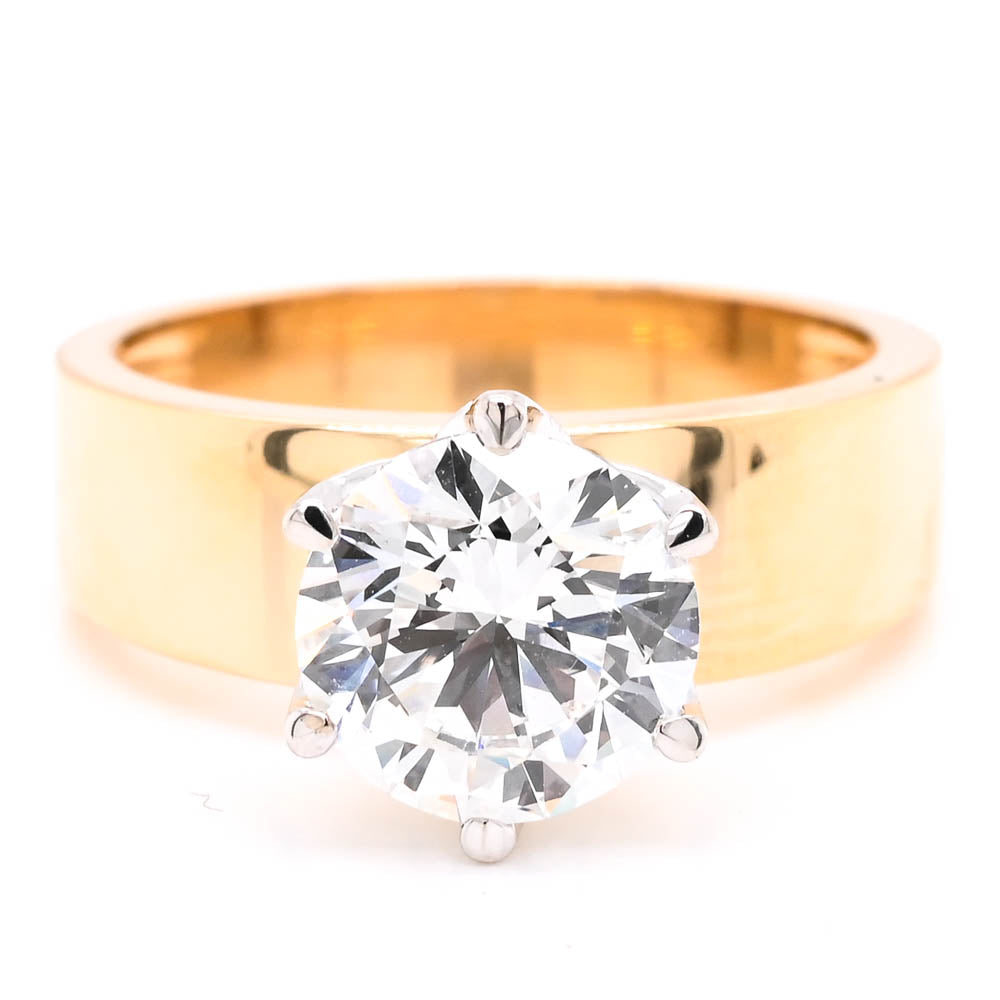 Graziella 14KT Yellow Gold 2.00CT Round Shape Modern Diamond Responsibly Grown Solitaire Engagement Ring