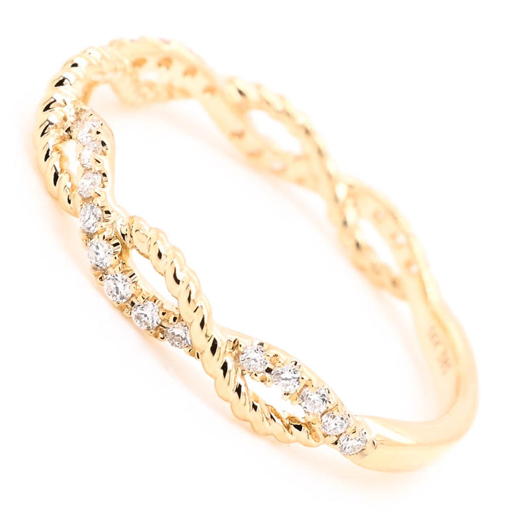 Graziella 14KT Yellow Gold 0.17CTW Diamond Wedding Band - Size 6.5