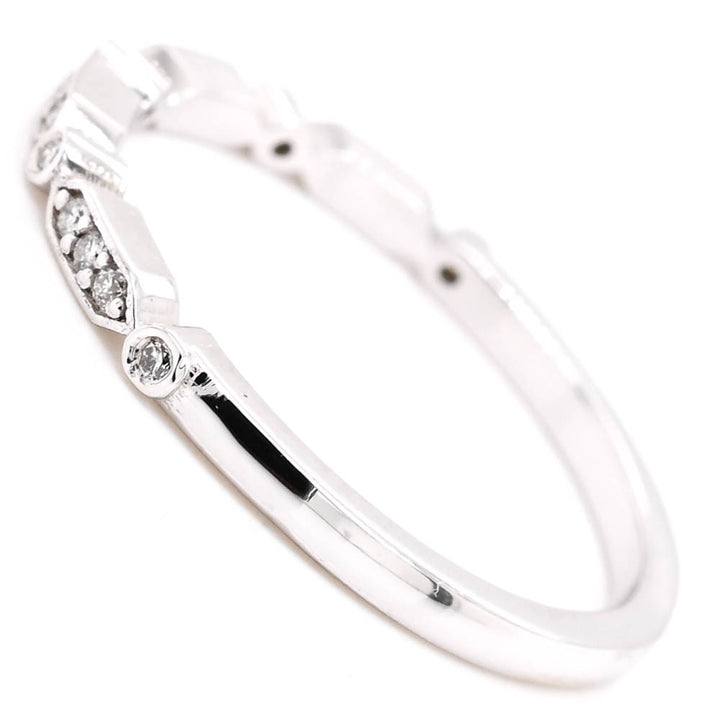 Graziella 14KT White Gold 0.10CTW Diamond Wedding Band - Size 6.25