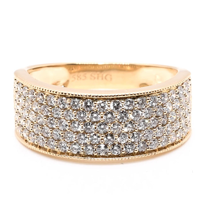 Graziella 14KT Yellow Gold 0.95CTW Diamond Celebration Ring - Size 6.5