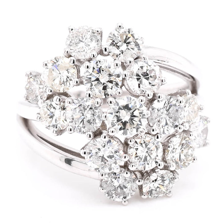 Graziella 14KT White Gold 3.01CTW Diamond Cluster Celebration Ring - Size 5.75