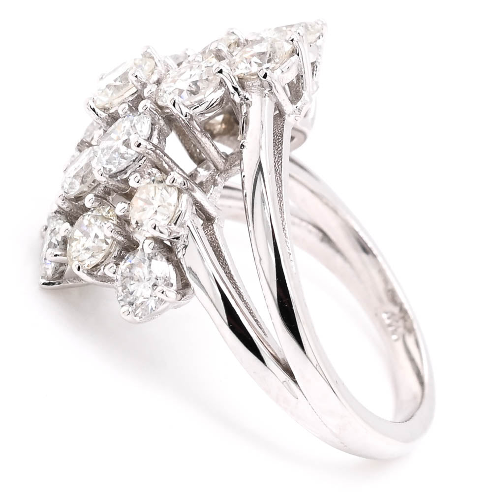 Graziella 14KT White Gold 3.01CTW Diamond Cluster Celebration Ring - Size 5.75
