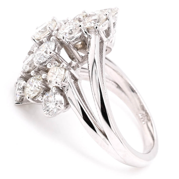 Graziella 14KT White Gold 3.01CTW Diamond Cluster Celebration Ring - Size 5.75