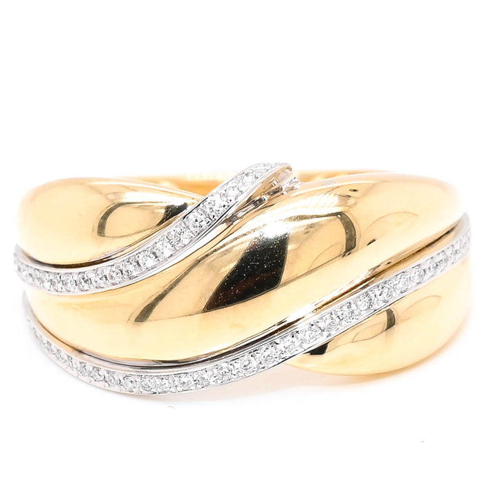 Graziella 14KT Yellow Gold 0.11CTW Diamond Celebration Ring - Size 6.75